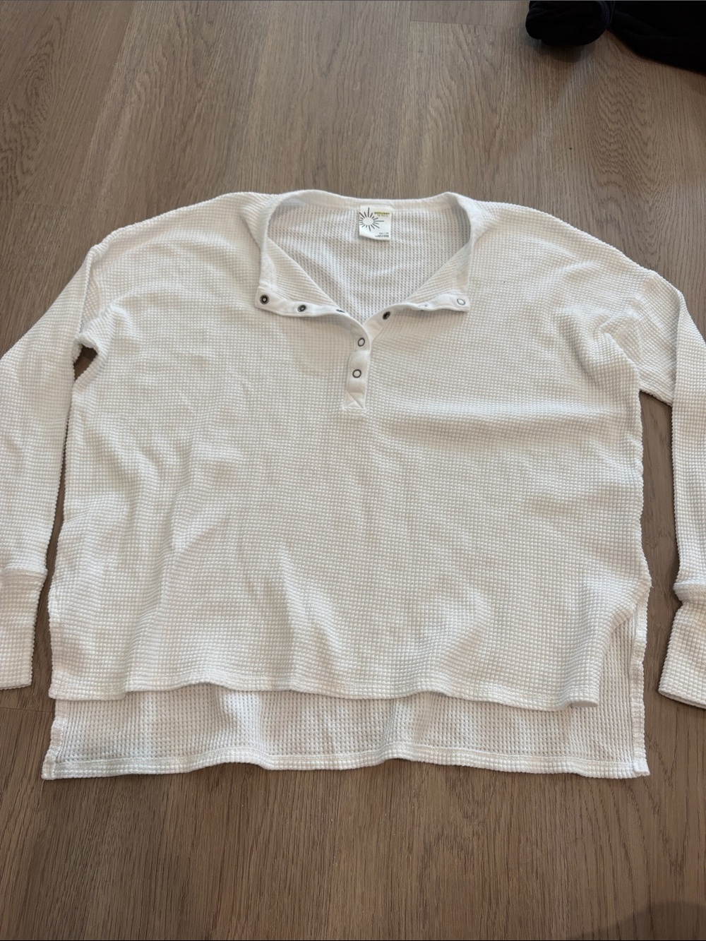 Aerie Cream Waffle Knit Henley Top